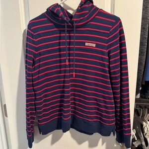 Vineyard Vines Navy and Red Striped Hoodie